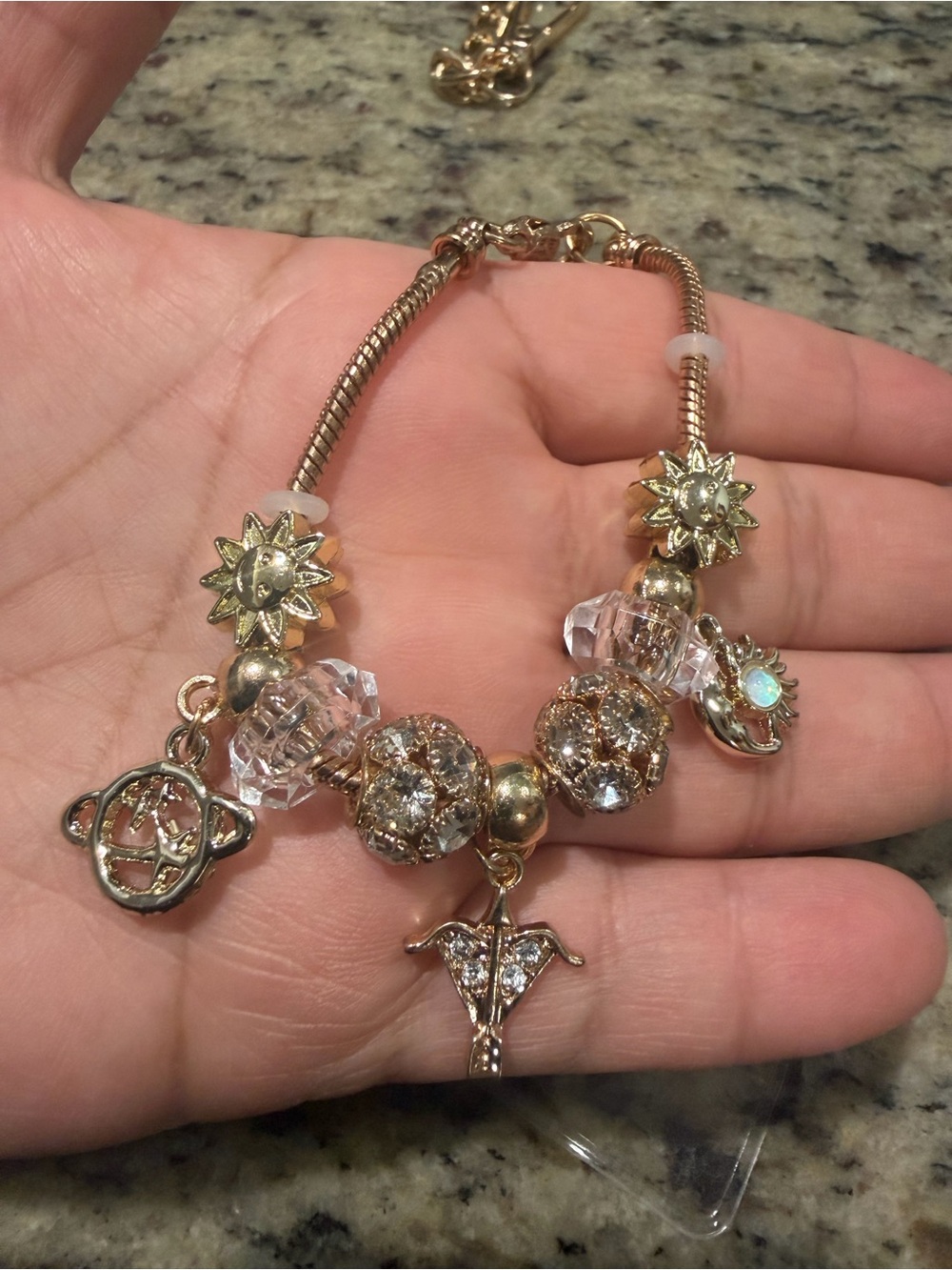 Gold Crystal Charm Bracelet - Women Jewelry